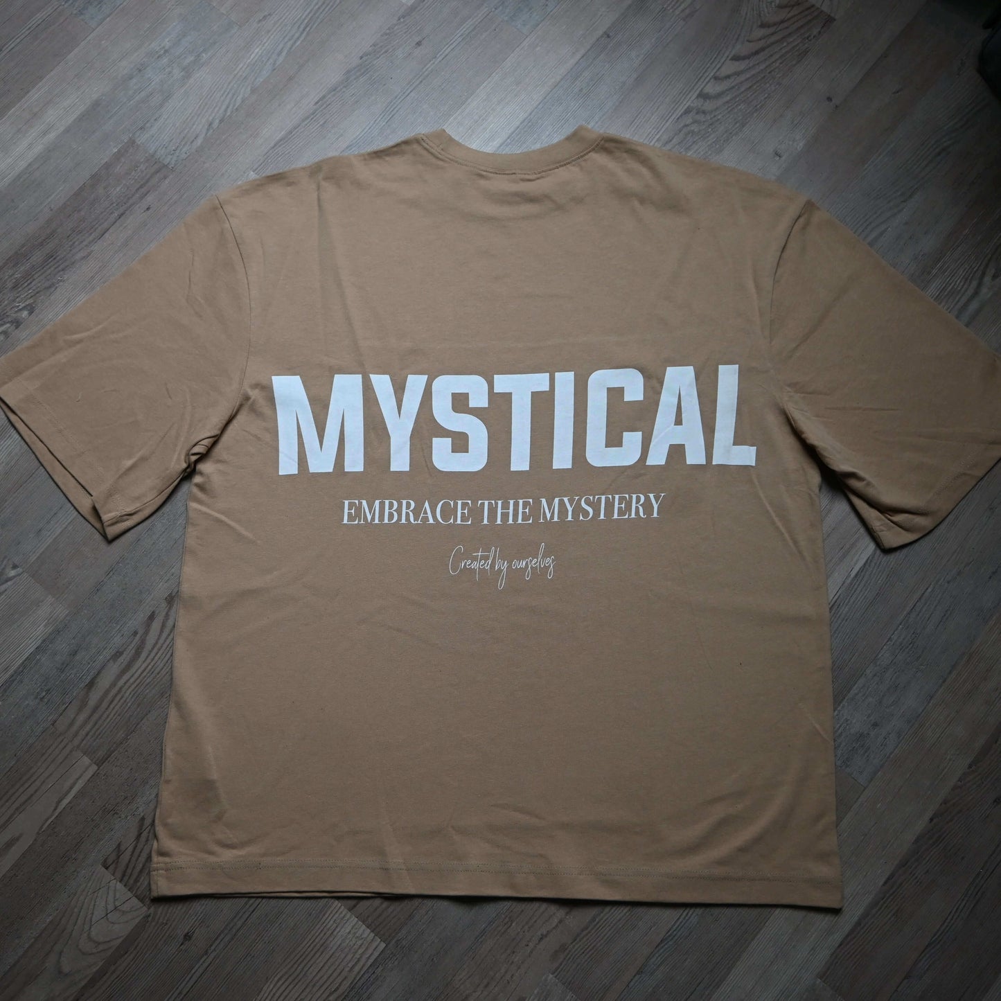 Oversized T-Shirt white on beige back view flat