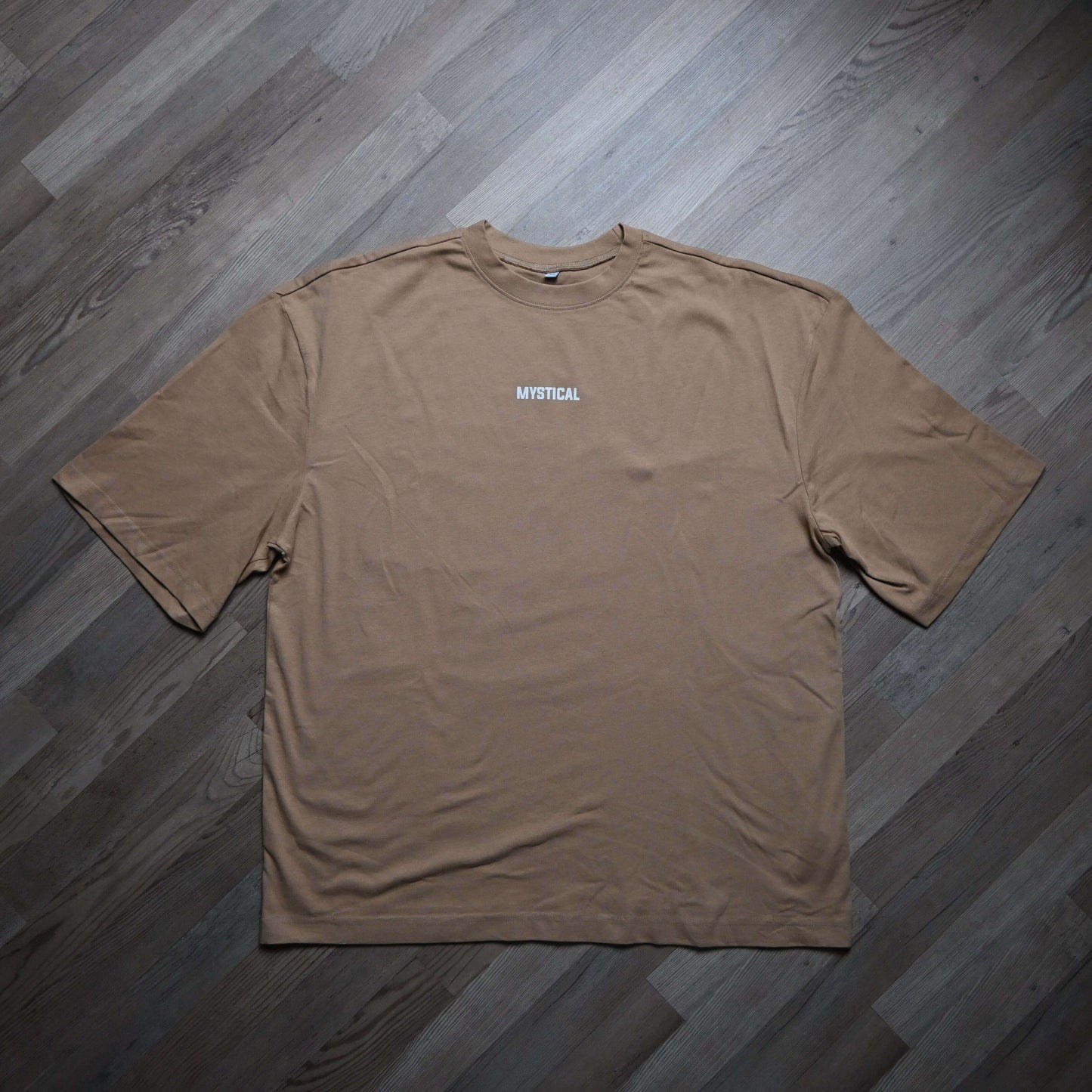 Oversized T-Shirt white on beige front view flat