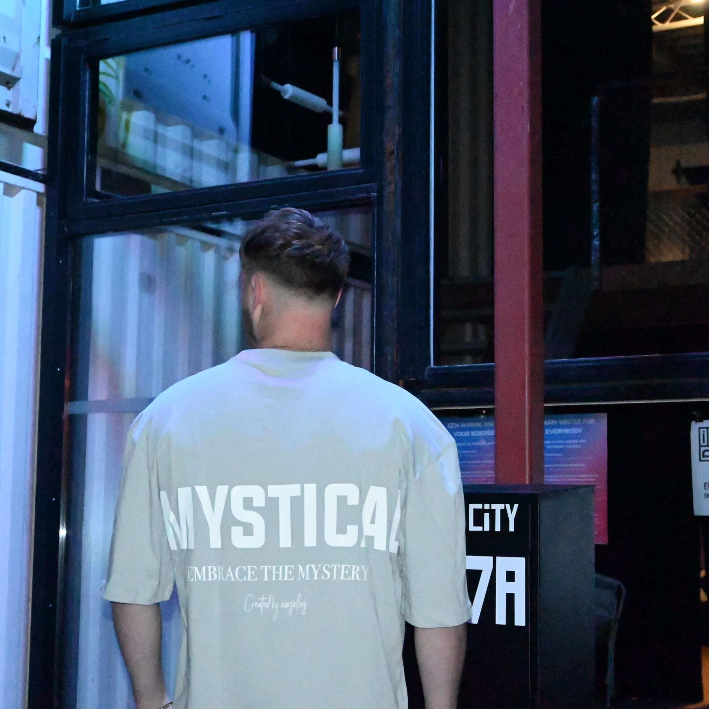 Oversized T-Shirt Back view white on gray