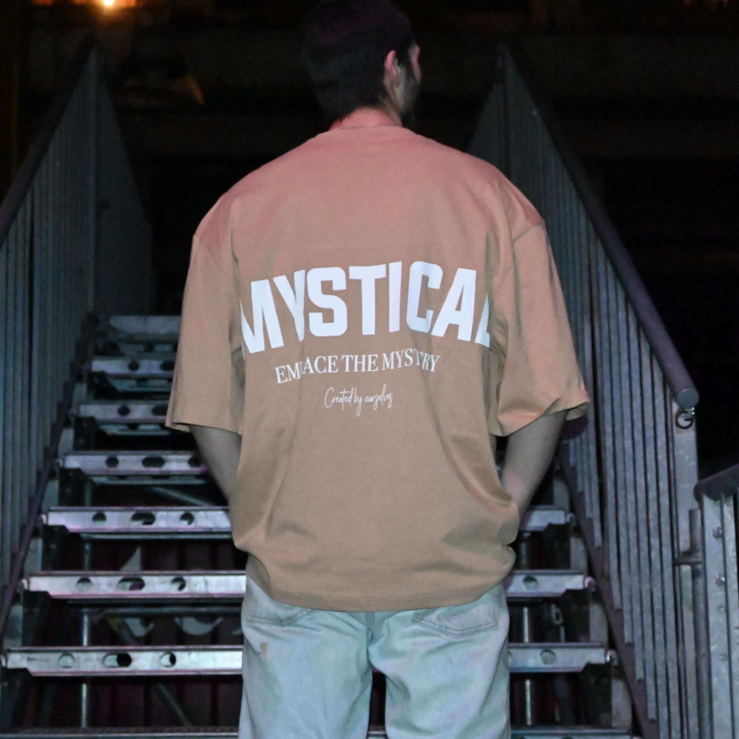 Oversized T-Shirt white on beige back view