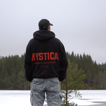 Oversized Hoodie back view hands in pockets